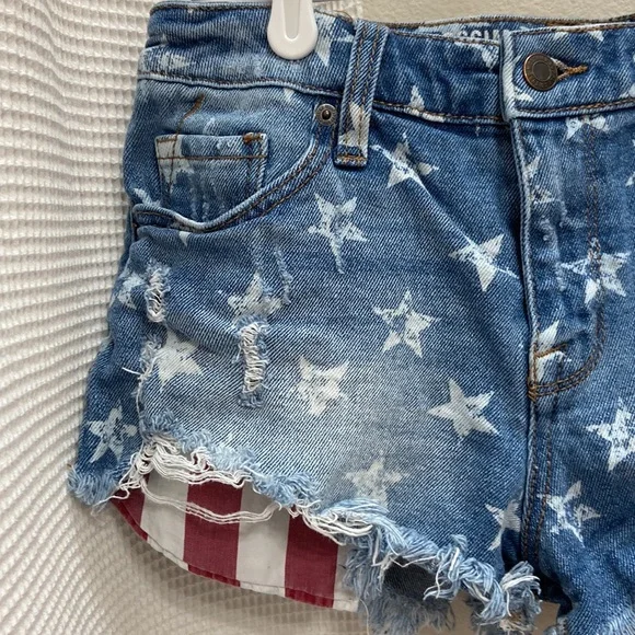 Women’s Mossimo Supply Co. Patriotic High Rise Distressed Jean Shorts. Sz 4/27 - Picture 2 of 11